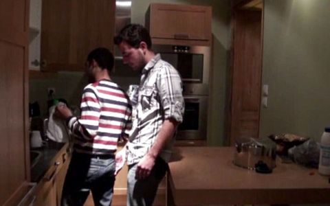 Young Latino fucked by his friend can the kitchen