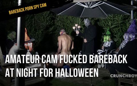 Amateur cam fucked bareback at night for Halloween