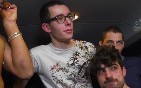 2731 Part 2 of Big Orgy in Bus Wih My French Friends Twinks on The Road in Paris