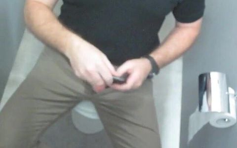 Jerking off in the Public Toilet at Work