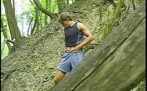 Amateur boy masturbating in the forest