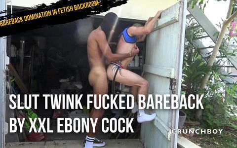 slut twink fucked barebakc by XXL ebony cock