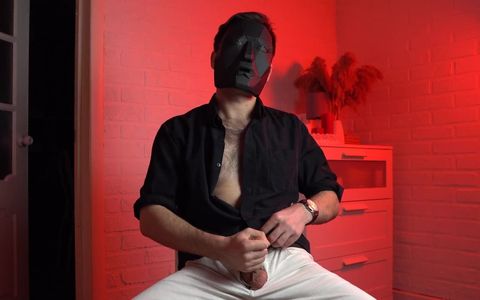 Masked Handsome guy Noel Dero Watches nasty Porn and Jerks off. Loud Moans and cumming of a teen man