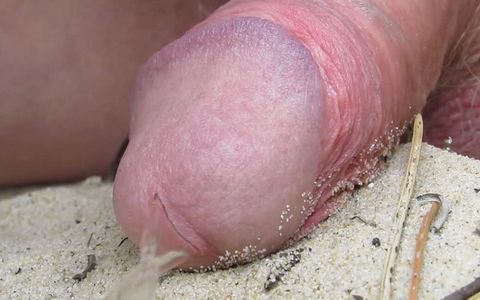 Close-up Public Pee on Beach