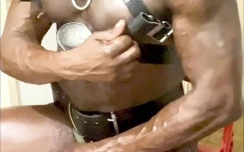 Black Stepdad Oiled Belly & Tits Smoke & Cum Session