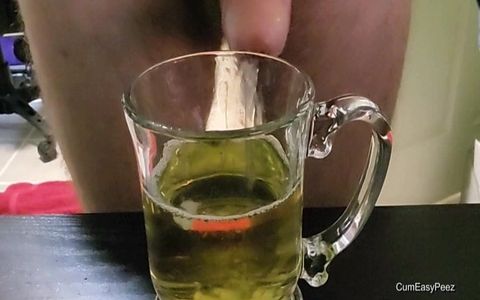 Solo Piss and Cum Mix in a Glass!