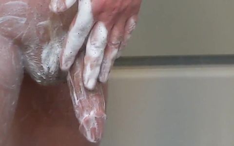 Grandpa gets soapy and hard.