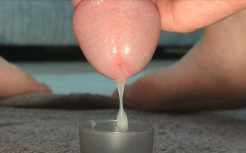 Extreme closeup of me slowly teasing and edging out sperm drip by drip into a cup multiple cumshots collection feet load