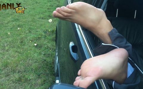 I Dare You to Lick Them as You Walk by - Ripe Smelly Boot Feet Out Car Window - Manlyfoot