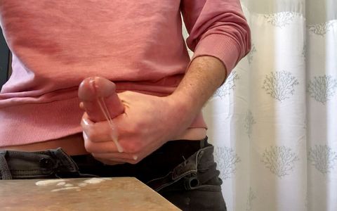 Blowing a load on the bathroom counter