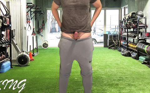 Public Dick Flash and Cum in Pants in the Gym