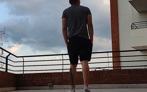 Latino Shows His Socks Outdoor - Big Feet