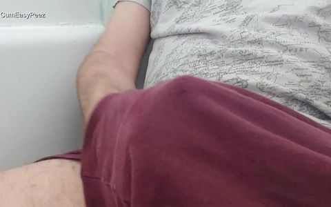 Close up: I jerk off through my boxers and piss all over my shirt!