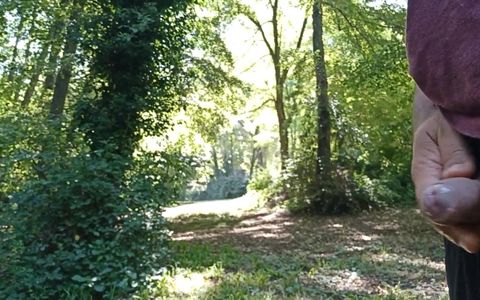 Amateur Walking Open Air and Pee in the Woods