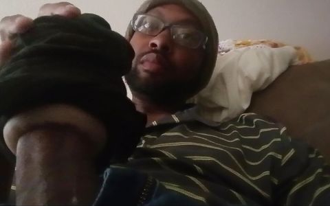 Big Black dick solo masturbation with a nutshot at end