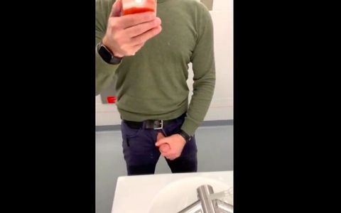 Train Station Boner, Into the Toilet to Jack-off and Cum