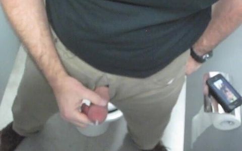 Me Jerk off and Cumming in a Bathroom at the Office