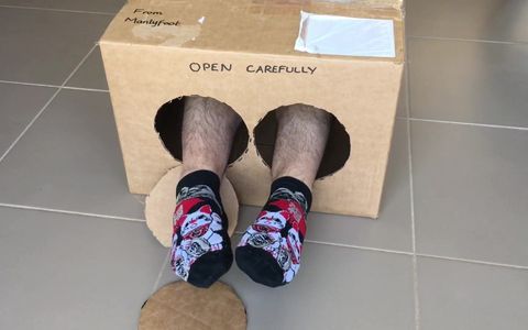 Surprise Delivery Series - Lucky Magic Cat Ankle Socks - Big Male Feet to Worship Inside - Manlyfoot