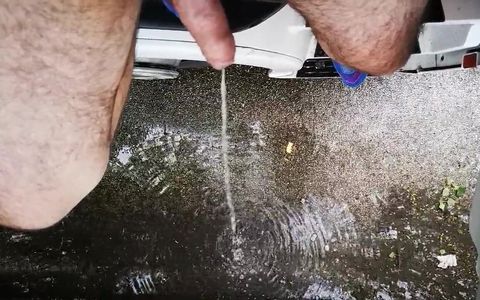 Trucker Piss and Cum in a Park on the Road