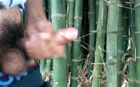 Indian Boy Cumming on Bamboo,handjob Cumshot