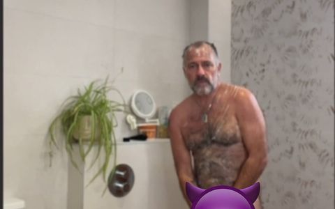 Daddy Shower Time. Empting My Balls for My Boys. Cum Shot and a Great Wank