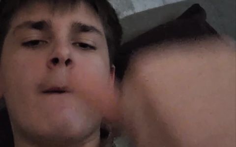 Cute boy shows ass and cums on himself