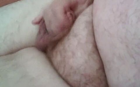 Fat man masturbating his small cock