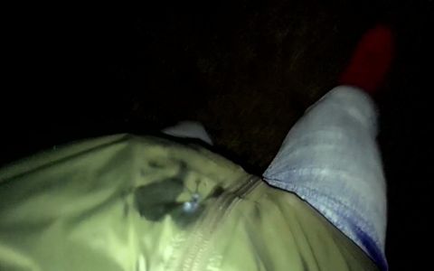 Night Outdoor Walking with Face Covered by Cum and Cum Tasting (full Vid)