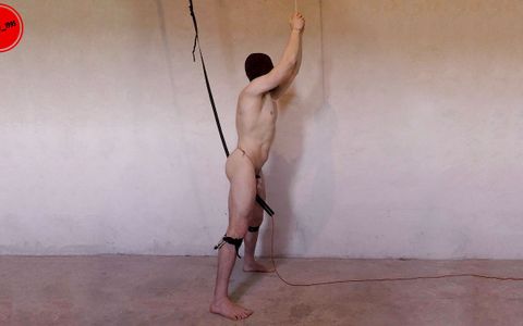 Anal hook + chastity + vibrator edging - prostate milking restrained straight twink