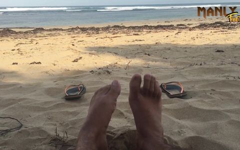 Thick White Cum - Nudist Beach - Cum Feet Socks Series - Manlyfoot Episode 1