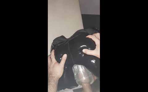 Leather ass fleshlight fucked