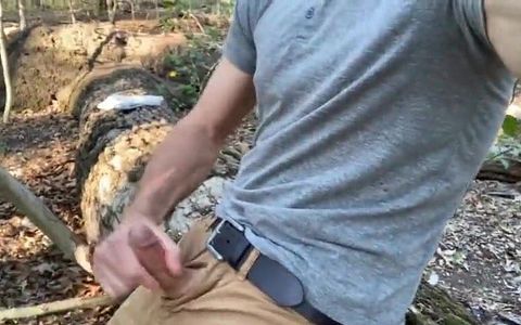 Jacking off My Big Cock in the Woods, in Outdoor, Talking Too