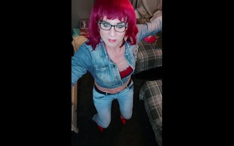 Juniper Beri UK Crossdresser wearing jeans and jacket