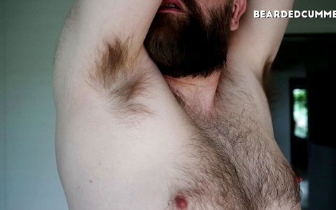 Hairy pits, chest, beard and nipple play