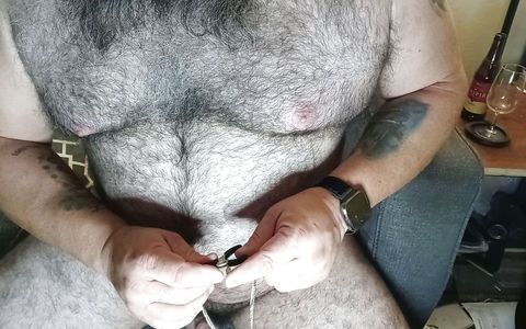 Hairy Bear Masturbating and Tasting My Own Cum