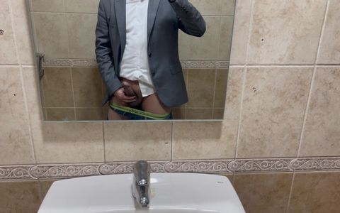 Professional Boy Jerks off in the Office Bathroom and Cum