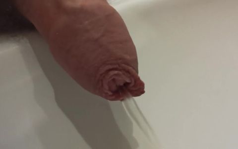 Morning Long Foreskin Pee Closeup