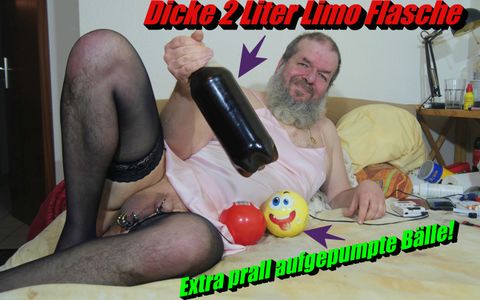 Plump Balls and a 2 Liter Soda Bottle, with Orgasm!!