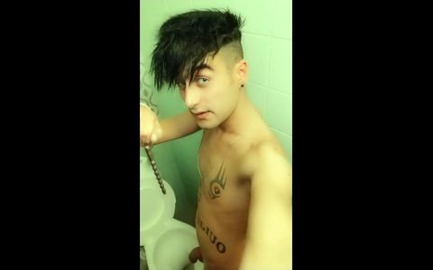 Twink Piss Through Sounding Tube at the College Bathroom - Cock Sounding