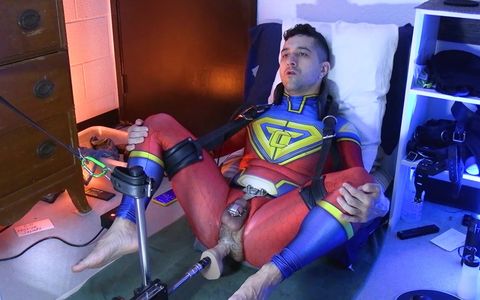 October 2023 Live Cam Show part 1 - Superhero Gets Machine-fucked!