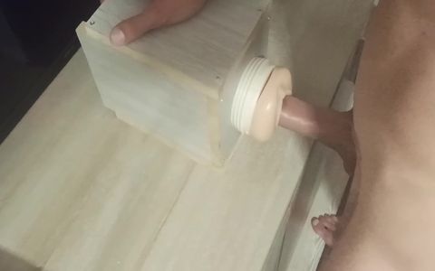 Rough fucking my fleshlight. Hands free cumshot