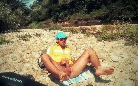 Nudist Jerking and Cumming by the River Exhib