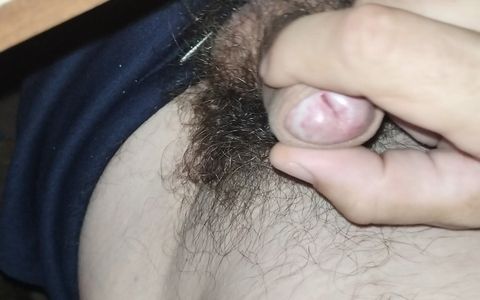 Masturbation with hairy cock