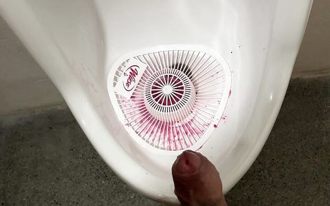 Masturbating with Piss and Cumshot in Urinal