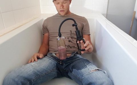 Pissing in a penis pump