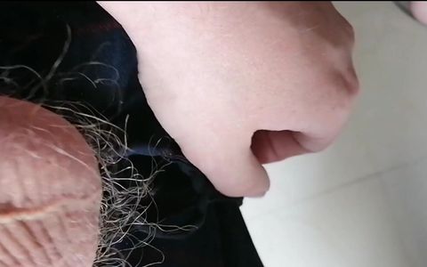 Close up cock teasing and cumshot