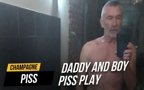 Daddy and boy piss play