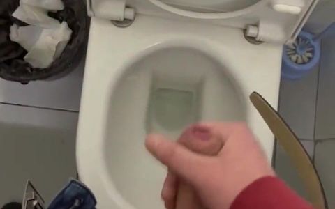 My Dick Cums in a Public Toilet Close up