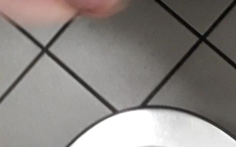 Playing with cock in a public toilet