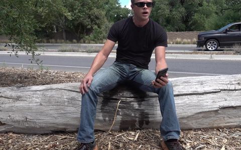 Wetting the cum stained jeans outdoor